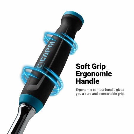 Capri Tools Fine 90-Tooth Ratchet Set, Ergonomic Soft Grip, 1/4, 3/8, 1/2 in. Drive, 3-Piece CP90S-SET